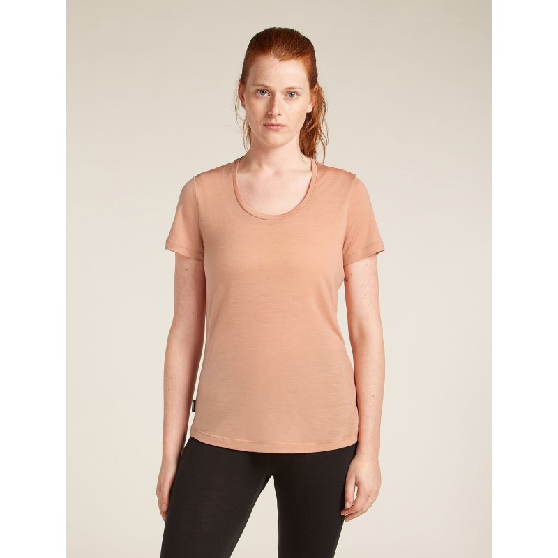 T-Shirt Manches Courtes mérinos encolure dégagée ICEBREAKER 125 Cool-Lite Desert Sand (Femme)