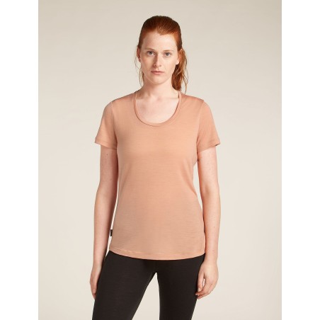 T-Shirt Manches Courtes mérinos encolure dégagée ICEBREAKER 125 Cool-Lite Desert Sand (Femme)