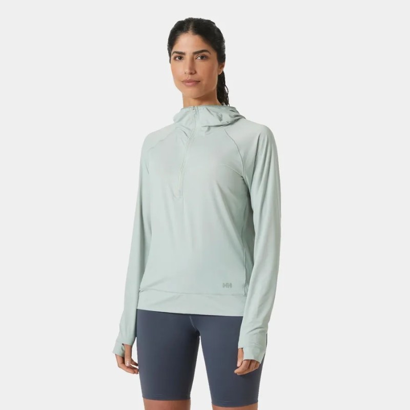 Sweat à Capuche UPF50+ HELLY HANSEN Shine Solen 1/2 Zip Hoodie Green Mist (Femme)