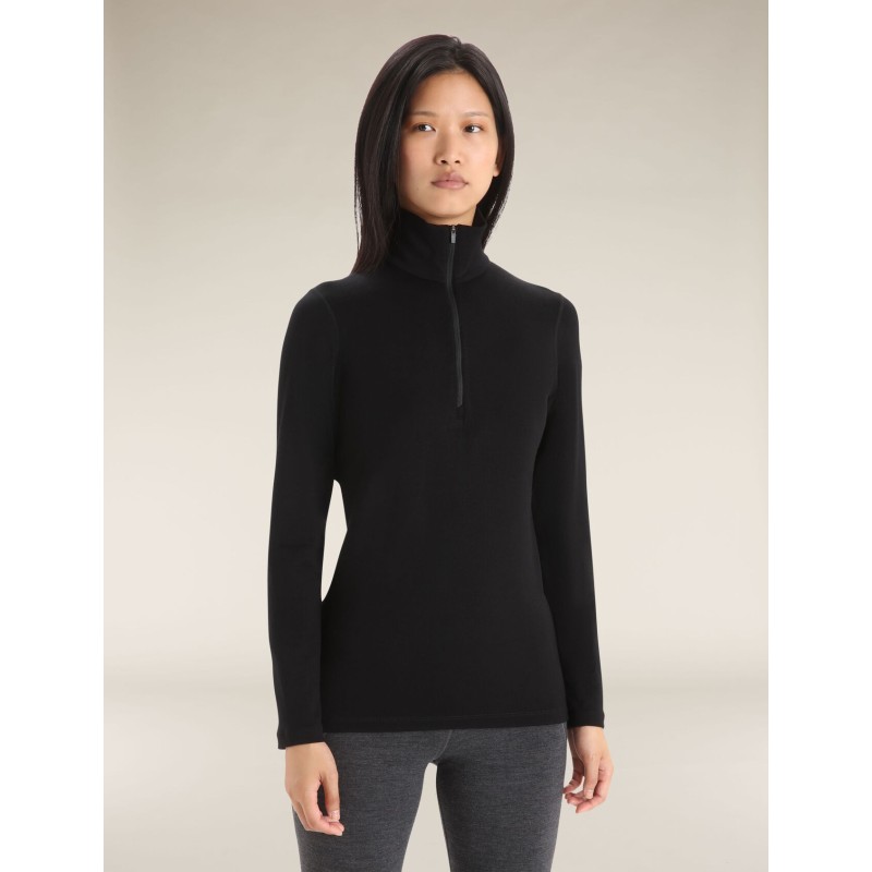 Haut Thermique Mérinos ICEBREAKER 200 Oasis LS Half Zip (Femme) Black