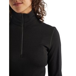 Haut Thermique Mérinos ICEBREAKER 200 Oasis LS Half Zip (Femme) Black