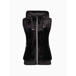 Veste Fausse Fourure sans Manche AULP Vague Black