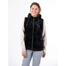Veste Fausse Fourure sans Manche AULP Vague Black